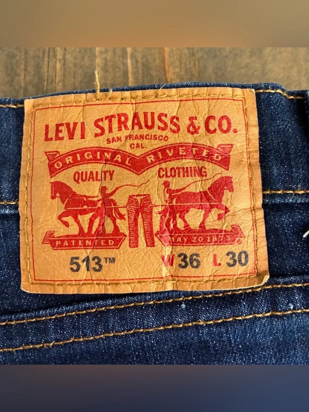 Levi’s 513 Slim Straight Jeans Mens 36x30 Dark Wash Blue Denim Red Tab